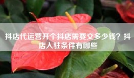 抖店代运营开个抖店需要交多少钱？抖店入驻条件有哪些