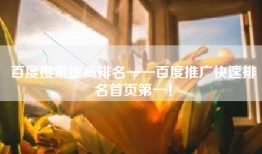 百度搜索提高排名——百度推广快速排名首页第一！