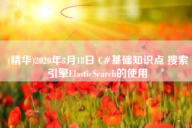 (精华)2020年8月18日 C#基础知识点 搜索引擎ElasticSearch的使用