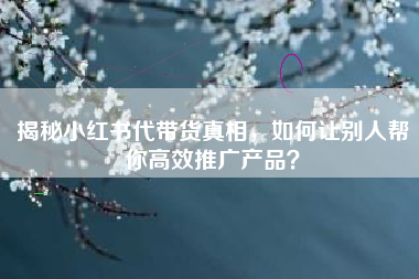 揭秘小红书代带货真相，如何让别人帮你高效推广产品？
