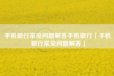手机银行常见问题解答手机银行「手机银行常见问题解答」